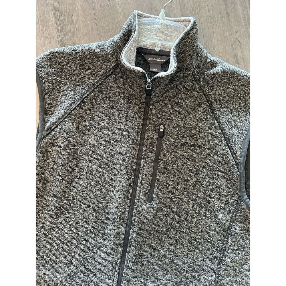 Eddie Bauer Men's Full Zip Sweater Vest Size M Gray Pockets